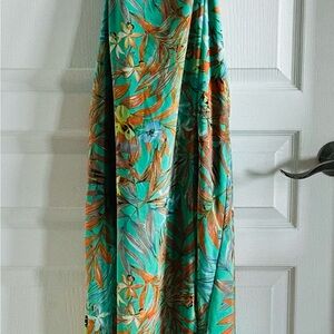 SHEIN Green and Orange Floral Dress